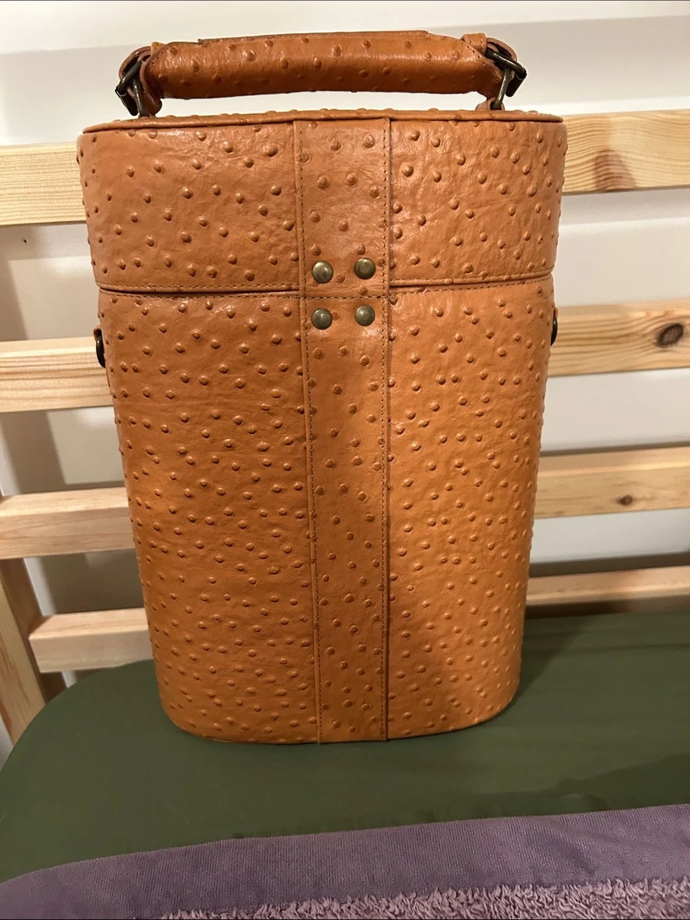 Vintage “Mark Paul” Ostrich Leather Wine Tote Bag